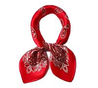 ANDANTINO Petit foulard léger carré unisexe 100% soie de mûrier véritable, imprimé numérique, 52 x 52 cm, Red Paisley, Medium