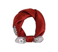 ANDANTINO Petit foulard léger carré unisexe 100% soie de mûrier véritable, imprimé numérique, 52 x 52 cm, Crimson, Small