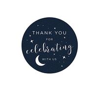 Andaz Press Lot de 40 étiquettes autocollantes rondes « Love You to The Moon and Back » - Inscription « Thank You for Celebrating with US » - Motif galaxie spatiale