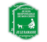 Andchi 2-pièces Panneau interdisant les déjections canines Panneau indiquant qu'il faut tenir son chien en laisse et ramasser ses excréments Aluminium Antirouille de 1 mm (Vert, 25X35cm)