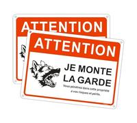 Andchi Lot de 2 panneaux Attention à ce chien Attention au chien Panneau de sécurité Attention panneau d'avertissement en aluminium taille 18x25cm