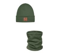 ANDER Ensemble Bonnet et Tour de cou Pour Enfants SMILE - Bonnet et écharpe Tubulaire en Coton - Printemps Automne - Unisexe Garçons et Filles - Doux et élégant Vert 48-52