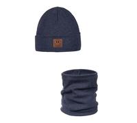 ANDER Ensemble Bonnet et Tour de cou Pour Enfants SMILE - Bonnet et écharpe Tubulaire en Coton - Printemps Automne - Unisexe Garçons et Filles - Doux et élégant Chiné 52-56
