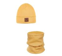 ANDER Ensemble Bonnet et Tour de cou Pour Enfants SMILE - Bonnet et écharpe Tubulaire en Coton - Printemps Automne - Unisexe Garçons et Filles - Doux et élégant Moutarde 52-56