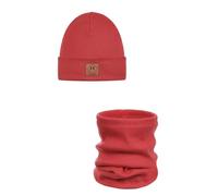 ANDER Ensemble Bonnet et Tour de cou Pour Enfants SMILE - Bonnet et écharpe Tubulaire en Coton - Printemps Automne - Unisexe Garçons et Filles - Doux et élégant Amande 48-52