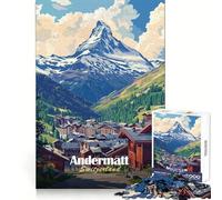 Andermatt Suisse Vue sur la Montagne Puzzle 1000 pièces pour Adolescents Développement de la capacité d'analyse Moments de détente Assemblage serré Idée Cadeau de Noël (50x75cm)