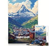 Andermatt Suisse Vue sur la Montagne Puzzle Adulte 1000 pièces Mémoire Détente silencieuse Bords Nets Cadeau Unique (38x52cm)