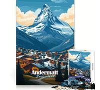 Andermatt, Village de Montagne en Suisse, Puzzle de 1000 pièces pour Adultes, Cadeau Amusant et Stimulant, Passe-Temps apaisant, Bords précis, Cadeau mémorable (38x52cm)
