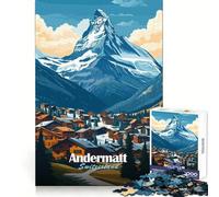 Andermatt, Village de Montagne en Suisse Puzzle de 1000 pièces pour Adultes et Adolescents Idéal pour se concentrer, se détendre et Passer Un Joyeux Noël Bords Fins (50x75cm)