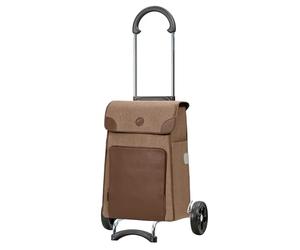 Andersen Caddie de courses - Scala Shopper Elik marron 38 L Chariot de marché, fait main, en cuir, pliable, roues silencieuses et fluides