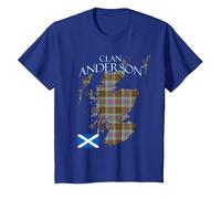 Anderson Scottish Clan Tartan Scotland T-Shirt, Enfant, Bleu Royal, 12 Ans