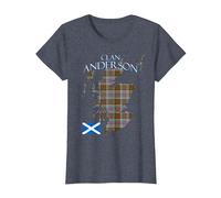 Anderson Scottish Clan Tartan Scotland T-Shirt, Femme, Bleu Chiné, M