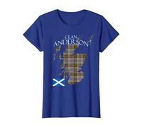 Anderson Scottish Clan Tartan Scotland T-Shirt, Femme, Bleu Royal, M