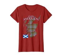 Anderson Scottish Clan Tartan Scotland T-Shirt, Femme, Canneberge, M