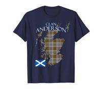 Anderson Scottish Clan Tartan Scotland T-Shirt, Homme, Bleu Marine, M