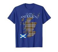 Anderson Scottish Clan Tartan Scotland T-Shirt, Homme, Bleu Royal, XXL