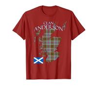 Anderson Scottish Clan Tartan Scotland T-Shirt, Homme, Canneberge, M