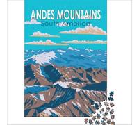 Andes Mountains Retro Poster Puzzles 1000 pièces | puzzle avec un design de carte ancienne pour les fans d'histoire une image du monde d'autrefois à compléter à la maison