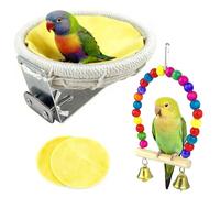 ANDEWX Lot de 4 nichoirs en coton tissé à la main 115 mm avec balançoire à oiseaux, doublure en peluche, accessoires pour perruches, calopsittes, canaris et autres petits oiseaux