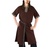 ANDHOM Costume mercenaire écossais médiéval de la Renaissance pour homme - Costume Viking LARP - Tunique d'Halloween - Marron - Taille M