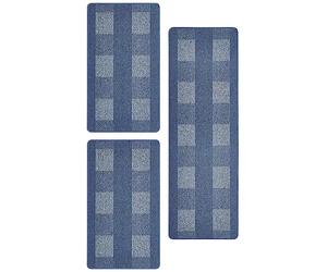 andiamo Dalia Lot de 3 Tapis de Couloir résistants en polypropylène Facile d'entretien et résistant aux Taches Bleu Clair