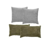 andiamo Emy Lot de Coussins décoratifs, Aspect Velours côtelé, pour canapé, avec Housse de Rembourrage, Coussins décoratifs, 2 Coussins 40 x 40 cm, Gris et 2 Coussins 30 x 50 cm, Olive