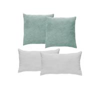 andiamo Emy Lot de Coussins décoratifs, Aspect Velours côtelé, pour canapé, avec Housse de Rembourrage, 2 Coussins décoratifs de 40 x 40 cm, 2 Coussins de 30 x 50 cm, Blanc