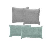 andiamo Emy Lot de Coussins décoratifs, Aspect Velours côtelé, pour canapé, avec Housse de Rembourrage, Coussins décoratifs, 2 Coussins 40 x 40 cm, Gris et 2 Coussins 30 x 50 cm, Sauge