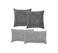 andiamo Lot de Coussins Emy en Velours côtelé - Coussins de canapé avec Rembourrage - Coussins décoratifs - 2 Coussins 40 x 40 cm - Gris foncé + 2 Coussins 30 x 50 cm - Gris