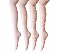 ANDIBEIQI 4 Paires Collants en Résille pour Femme - Bas Maille Large et Moyenne - Ciselée Sexy - Blanc, Taille Unique