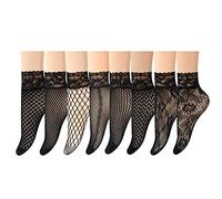 ANDIBEIQI 8 Paires Chaussettes Basses Chevilles Sexy Fishnet Socks Resille Collants Court Noir Taille Unique
