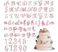 Andibro 64pcs Lettres de Décoration de Gâteau Acrylique Doré,Lettres pour Gâteau Numéros 0-9 et A-Z Lettres Majuscules Minuscules Ensemble Lettres Miroir pour Anniversaire de Mariage d'anniversaire