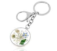 Andibro Cadeau Porte-Clés, Porte-Clés Voiture Personnalisé Motif Transparent De Fleurs Séchées Porte-Clés D'amitié Cadeau D'anniversaire Pour Filles Garçons Meilleurs Amis Fils Et Filles