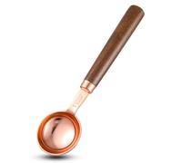 Andibro Cuillère doseuse à café, 1 pièce de 15 ml, 1 cuillère à soupe rétro or rose, cuillère doseuse avec poignée en bois de noyer et acier inoxydable pour café moulu, grains de café, thé, matcha (15