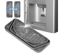 Andibro Lot de 2 bacs récupérateurs d'égouttement pour réfrigérateur, bac à eau à découper pour protéger la glace et l'eau contre les déversements, tapis d'eau en silicone pour le drainage (gris)