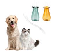 Andibro Lot de 2 mini vases pour poils de chat, petits vases miniatures, en verre, support pour poils de chat ou de chat, souvenir, micro paysage, bricolage (vert foncé + jaune)