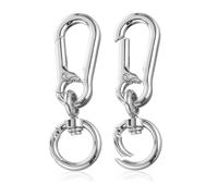 Andibro Lot de 2 mousquetons rotatifs en métal - Porte-clés avec articulation pivotante - Fermoir mousqueton amovible - Pour bricolage, sac à main, porte-clés, bricolage, portefeuille, sac à dos