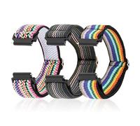 Andibro Lot de 3 bracelets élastiques pour montre intelligente, compatibles avec les bracelets de montre de 20 mm, bracelets de rechange réglables en nylon tressé pour homme et femme, 22mm