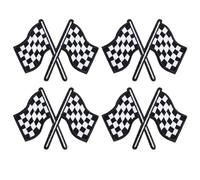 Andibro Lot de 4 Patch Thermocollant,drapeau à damier noir et blanc écussons thermocollants à broder pour réparation de trous, chapeaux, vestes, sacs, jeans, décoration à faire soi-même