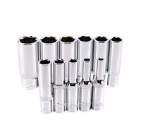 Andifany 11 Pcs 1/4 Pouce Conduire en Profondeur Jeu de Douilles CRV Outils à Main 6 Points Douille Longue Outil de Reparation Hexagonale