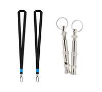 Andiker 2 Pcs Sifflet pour Chien, Sifflet pour Compagnie en Acier Inoxydable à fréquence réglable avec lanière, Sifflet à ultrasons Professionnel pour l'entraînement et Le contrôle des aboiements