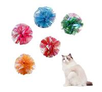 Andiker 5 pièces Boule plissée Jouet pour Chat, 3,93 Pouces Bonbons Couleur Boule plissée Attire Les Chats à chasser et à mâcher, Jouet interactif Durable pour Chat d'intérieur