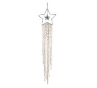 Andiker Attrape-rêves de lune tissé à la main - Bohême - Décoration murale tricotée à la main avec long pompon - Pour décoration d'intérieur, chambre d'adolescente (étoile)