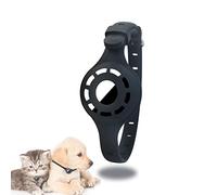 Andiker Collier en Silicone pour Chiens, Collier de Chat Compatible avec Airtag, étui de Protection en Silicone Anti-Perte réglable pour Apple Airtag (Noir)