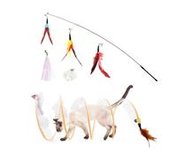 Andiker Ensemble de jouets tunnel pour chat en forme de S, jouets à ressort pliable avec une baguette et 5 têtes de rechange pour chat en métal et maille pour chat d'intérieur pour tuer le temps et