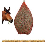 Andiker Filet à foin pour chevaux - 90 cm - Slow Feed - Idéal pour une alimentation adaptée à l'espèce, une meilleure digestion, sac à foin pour poneys, chevaux, chèvres, animaux (rouge)