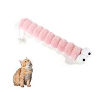 Andiker Jouet interactif en forme de chenille pour chat avec boule à pompon, herbe à chat et nœud de fruit de vin argenté (rose)