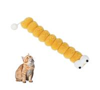 Andiker Jouet interactif en forme de chenille pour chat avec boule à pompon, herbe à chat et nœud de fruit de vin argenté (orange)