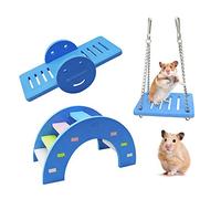 Andiker Jouets Mignons de 3 pièces pour Hamster, Pont d’Arc-en-Ciel, Balançoire à Bascule, Balançoire, Jouet pour Grimper, Jouet d’activité pour Le Petit Animal de se débarrasser de l’Ennui (Bleu)