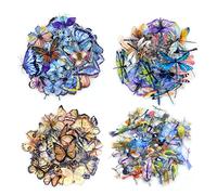 Andiker Lot de 160 Autocollants de Scrapbooking, Vintage Stickers Papillon Libellule Oiseau, Autocollants Transparents Thème des Animaux pour Bricolage, Scrapbooking, Journal Ordinateur Décoration